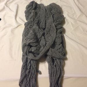 Gray Scarf with Fringe