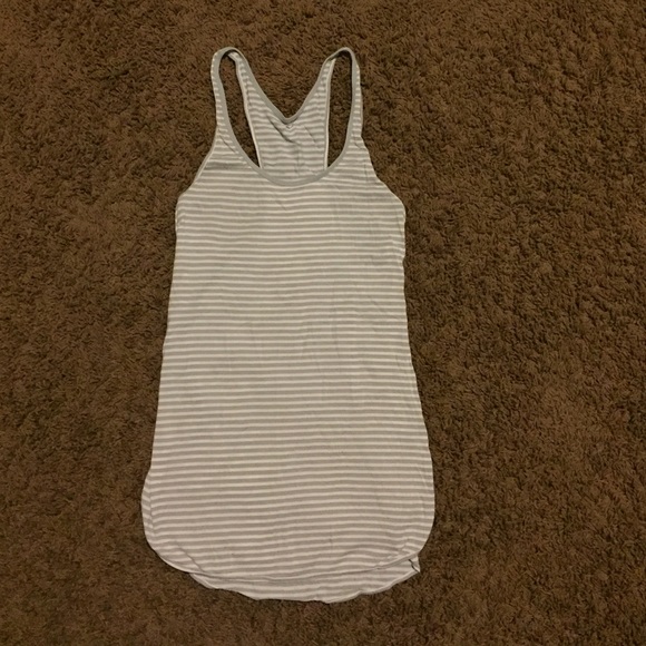 white and grey stripped lululemon tank top