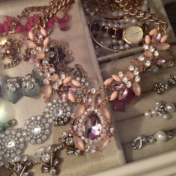 Pink jeweled statement necklace