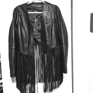 Sixth & Lane black fringe leather jacket