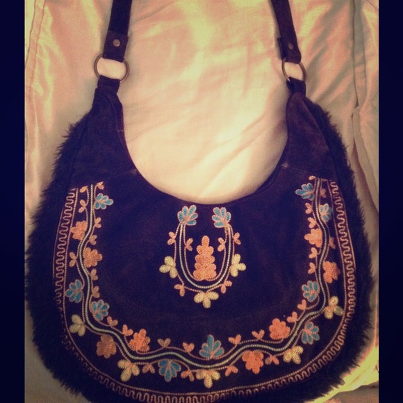 Suede Brown Hobo Bag - Picture 1 of 1