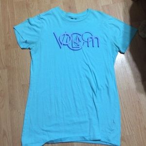Aqua blue volcom t shirt, size large.