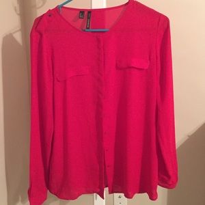 Red silk blouse
