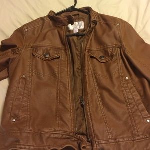 Faux brown leather jacket