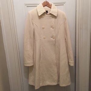 NWOT Via Spiaga Cream Wool Coat.