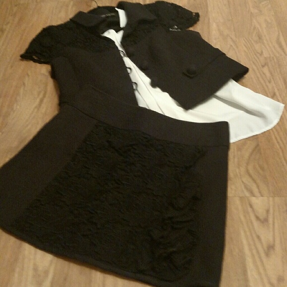 Nanette Lepore 2pc Black/Lace jacket/mini sz4/6