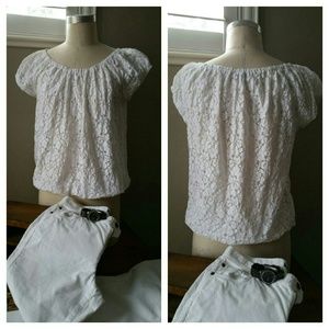 Jones New York Sport White Lace Blouse
