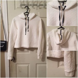 Cropped White Hoodie