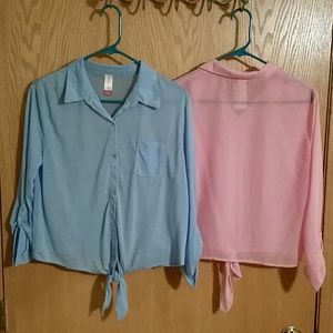 NWT! Bundle of 2 Tie Front/Sheer Back Tops