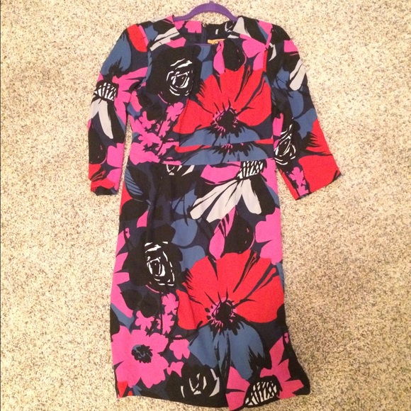 Tory Burch 3/4 length sleeve floral dress .