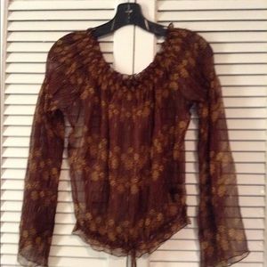 Guess Jeans sheer floral brown top