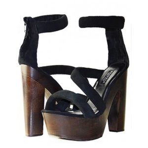 Messeca New York Black Suede Platform Sandal