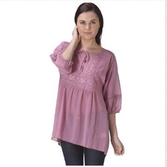 Embroidered Peasant Top