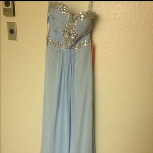 Blue chiffon long dress