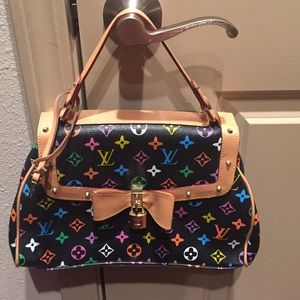 Louis Vuitton Black Multi-Color Small Tote