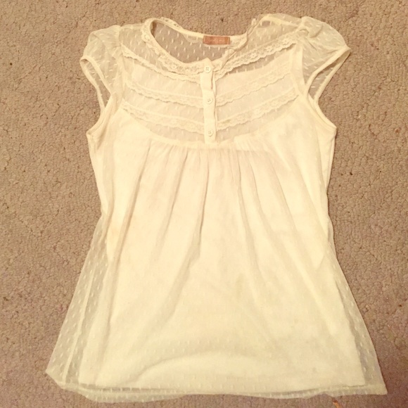 Pretty Forever 21 Lace Sheer Shirt Size Small - Picture 1 of 4
