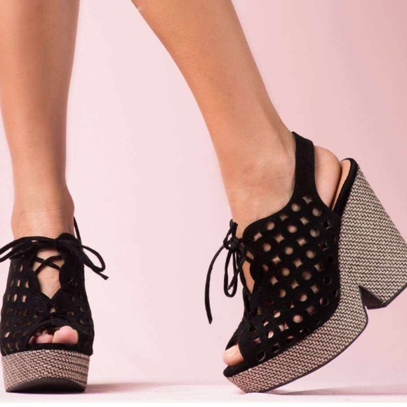 Black suede lace up sandals