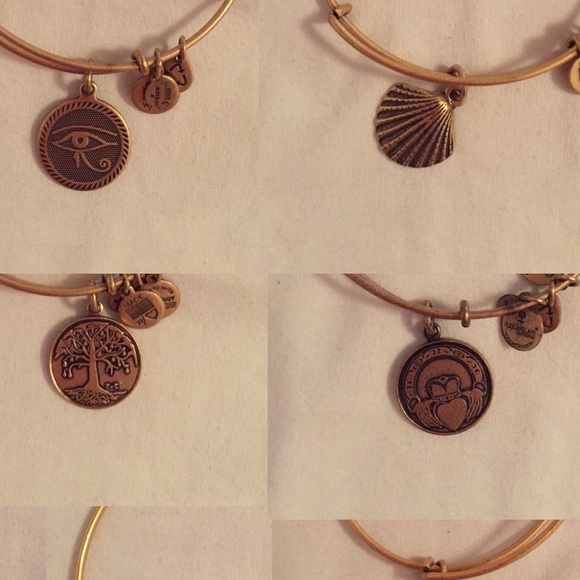 Alex and Ani bracelets in gold