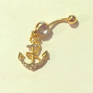 Gold anchor belly ring