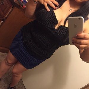 strapless black top and skirt