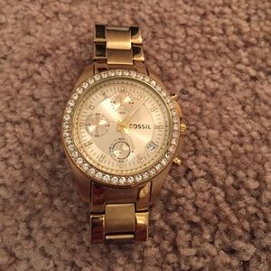 Gold Fossil Watch