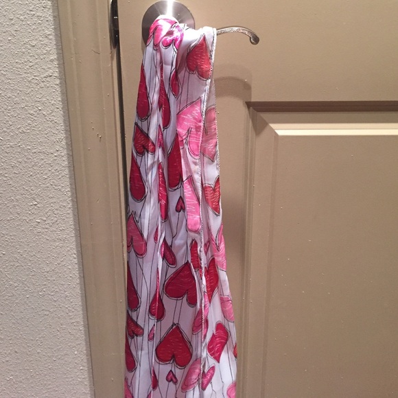 Red and Pink Heart Silk Scarf