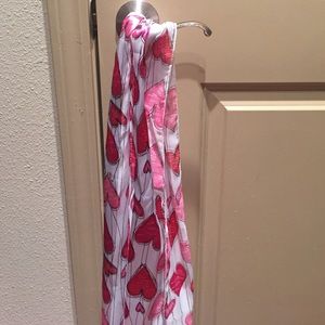 Red and Pink Heart Silk Scarf
