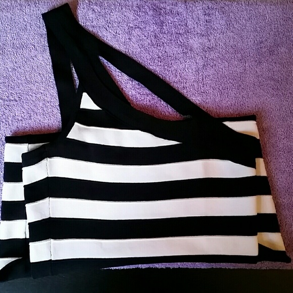 One shoulder striped Bondage dress