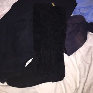 Black fringe boots