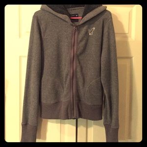 Gray American Eagle Zip-Up fleece