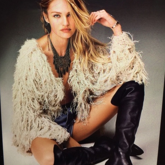 FP beige faithful shaggy cardigan coat small