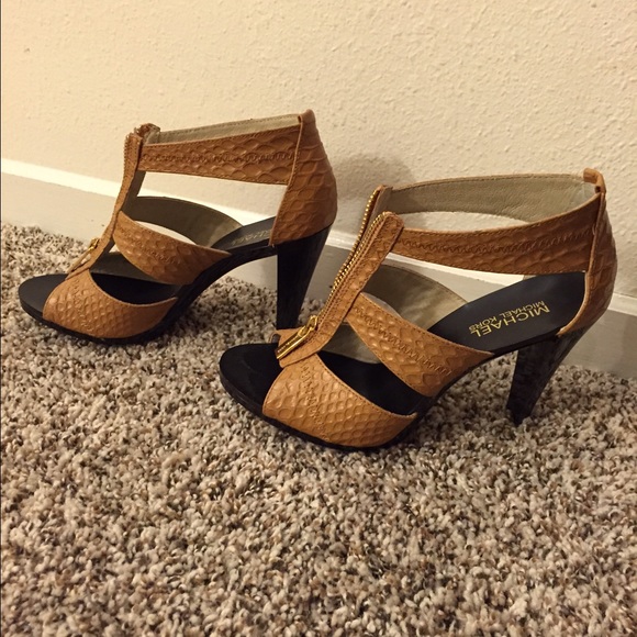 Brown Textured Leather Michael Kors Heels