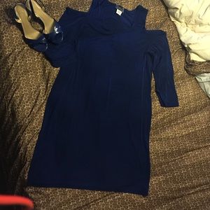 Slinky Navy Blue Cold Shoulder Dress (size 1X)