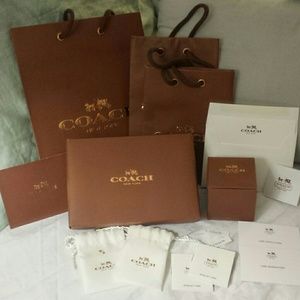 Lot of Coach gift bags, boxes, jewelry bags, etc