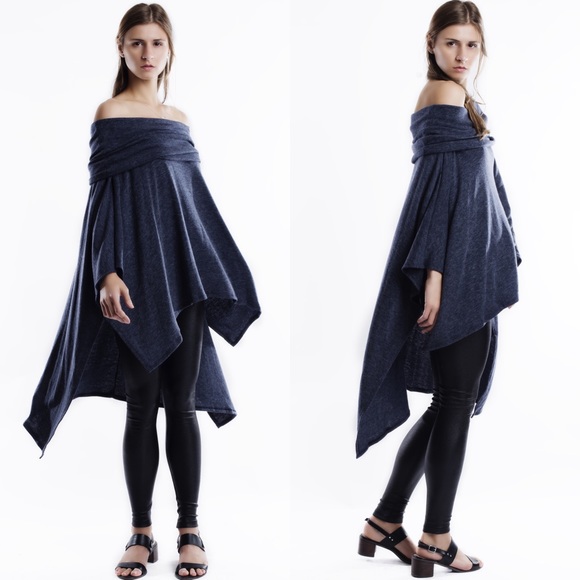 Bare Anthology Tops - "Some Clouds" Off Shoulder High Low Tunic