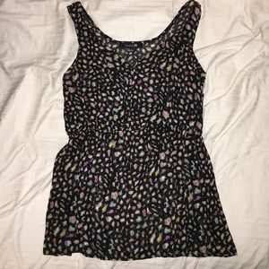 Multicolored animal print sheer tank top