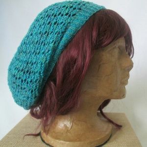 Teal Crocheted Beanie from Wetseal