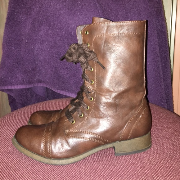 Brown combat boots - Picture 2 of 4