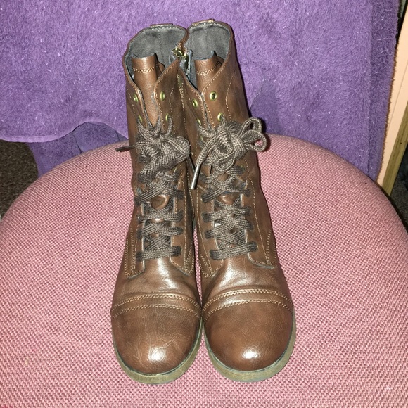 Brown combat boots - Picture 3 of 4