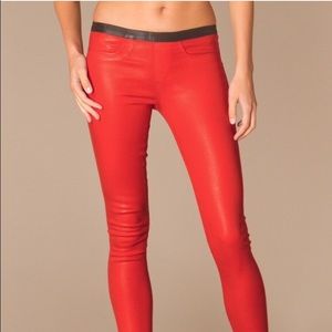 Helmut Lang Red Coated Leggings