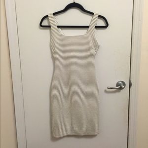 Bar III white and gold stripped dress
