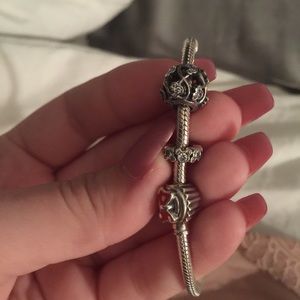 Authentic pandora bracelet with Disney charm set