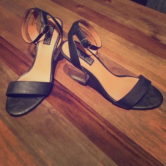 Deena and Ozzy black sandal with clear heel