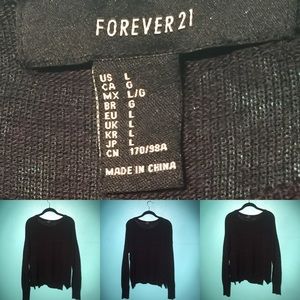 Black crewneck sweater