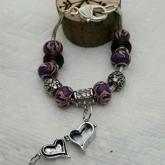 PURPLE CHARM BRACELET w SECRET WISH BOX - Picture 2 of 4