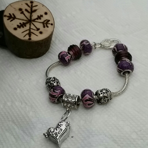 PURPLE CHARM BRACELET w SECRET WISH BOX - Picture 4 of 4