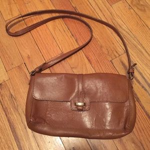 Zara Real Cognac Leather Purse