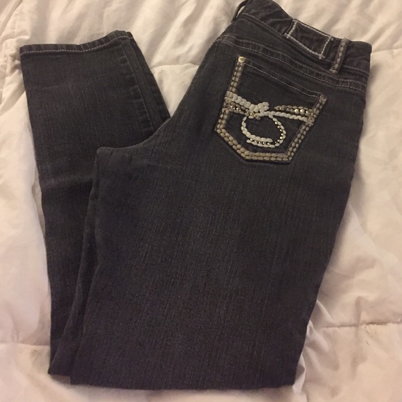 Black/Grey Stretch Jeans 12 Petite