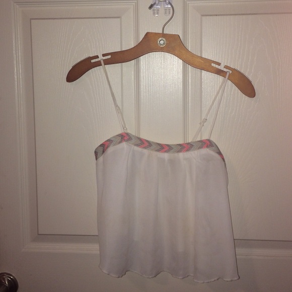 White crop top with multicolor band