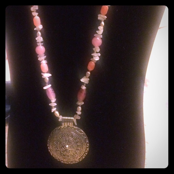 Beauty for Ashes - Pink Beaded Necklace Pendant